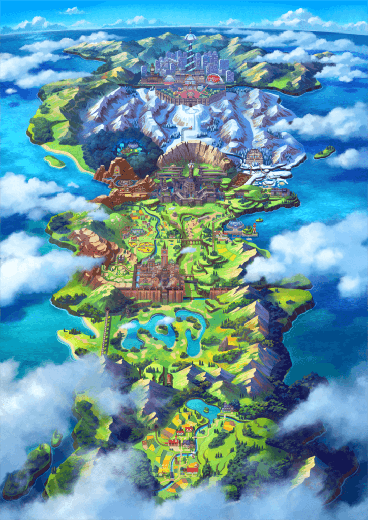 Carte monde Pokémon Epée et bouclier